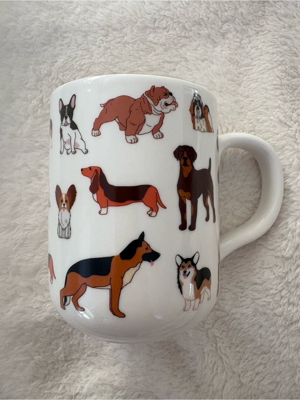 Mainstays White Ceramic Mug with Colorful Dog Breed Illustrations